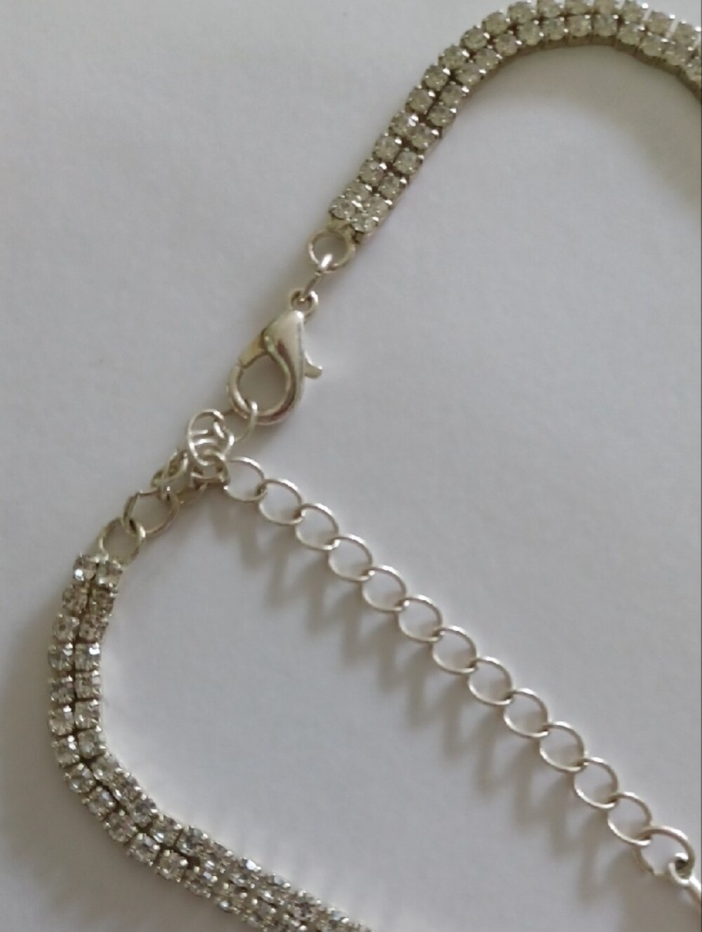 Source Unknown Silver Double-Row Rhinestone Necklace - Picture 3 of 4